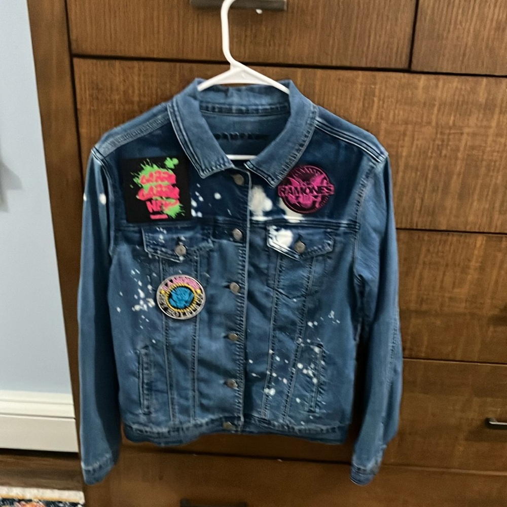 Rampage Blue Jean Jacket customized with Ramones patches. Fits Small & Medium.